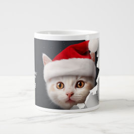3D Cute Kitten med Santa Hat Jumbo Mugg
