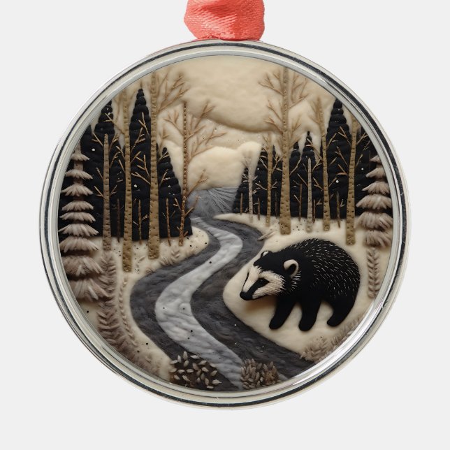 3D Cute Woodland Animal Chirstmas Julgransprydnad Metall (Framsidan)