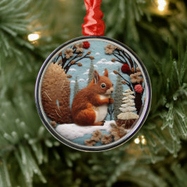 3D Cute Woodland Squirrel Animal Chirstmas Julgransprydnad Metall
