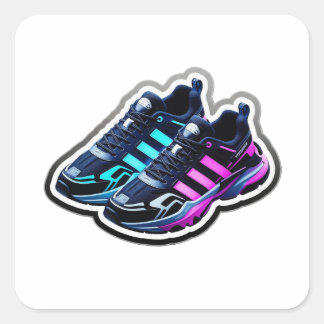 3D Cyberpunk Neon Löpande Skor Aesthetic Klistermä Fyrkantigt Klistermärke