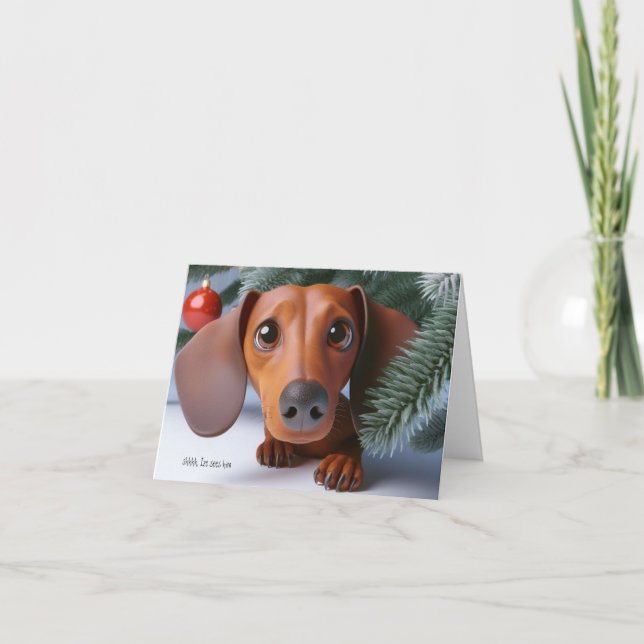 3D Dachshund-Animeradens julkort Kort (Framsida)