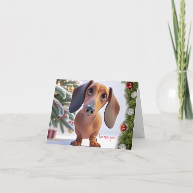 3D Dachshund-Animeradens julkort Kort (Framsida)