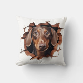 3D Dachshund Cracks Hål Kudde