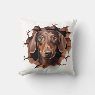 3D Dachshund Cracks Hål Kudde
