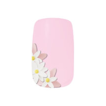 3D-Daisy Blommor med Pastel Rosa Nail Art