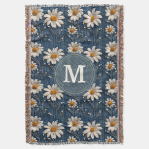 3D-Daisybroderad Denimfilt  Filt