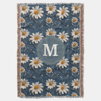 3D-Daisybroderad Denimfilt Filt