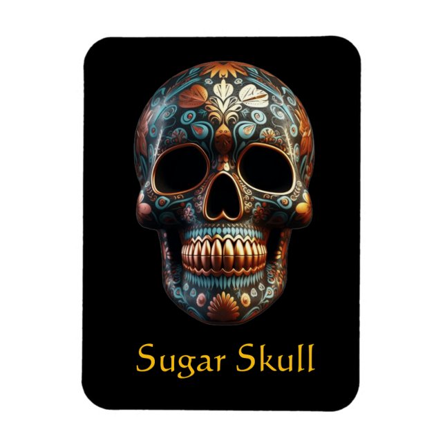 3D Day of the dead-skalle, anpassningsbar Magnet (Vertikal)