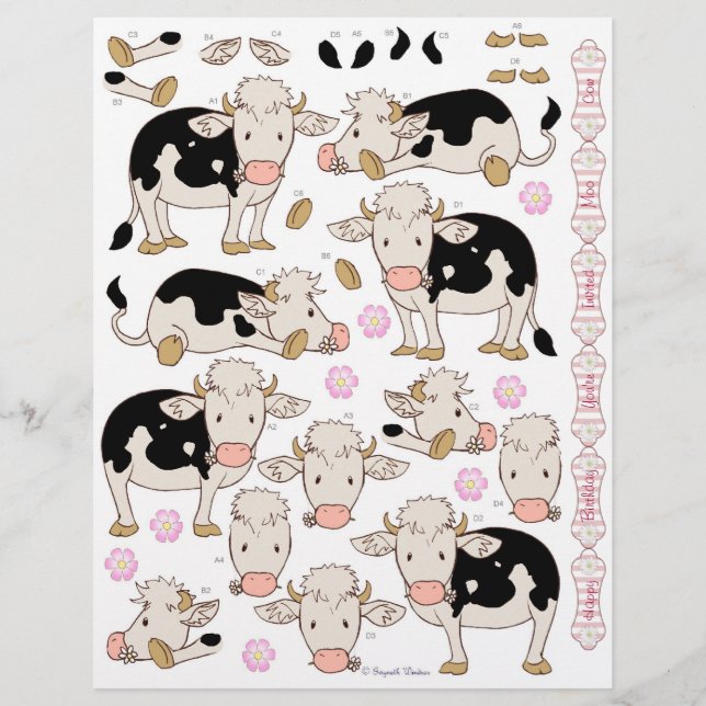 3D Decoupage - Cute Moo Cow Baby Cows - Cows (Framsida)