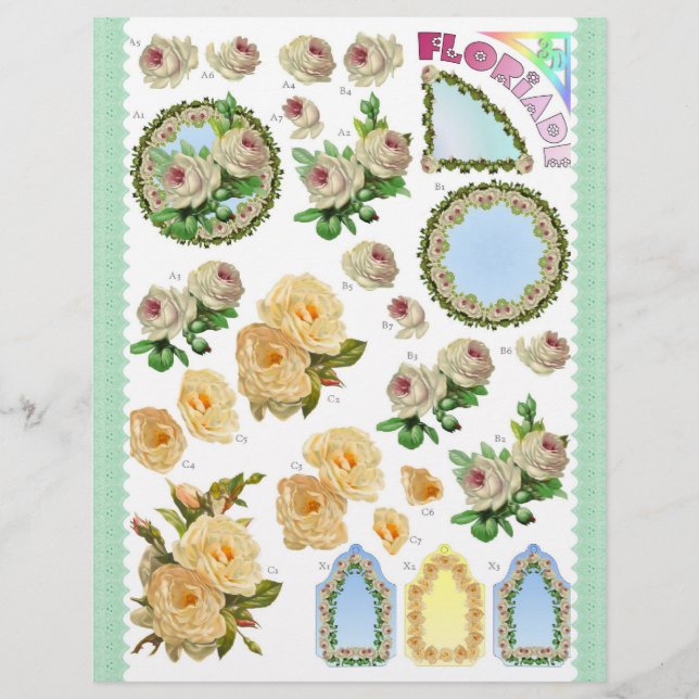 3D Decoupage - Floriade - White and gul ros (Framsida)