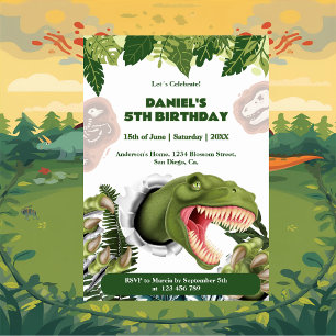 3D Dinosaur Födelsedag Inbjudningar