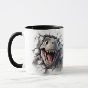 3D-dinosaur Hål i en mur Mugg - frigör inen