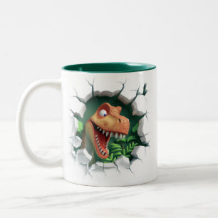 3D Dinosaur-Hetten Kakaobilder Två-Tonad Mugg