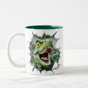 3D Dinosaur-Hetten Kakaobilder Två-Tonad Mugg