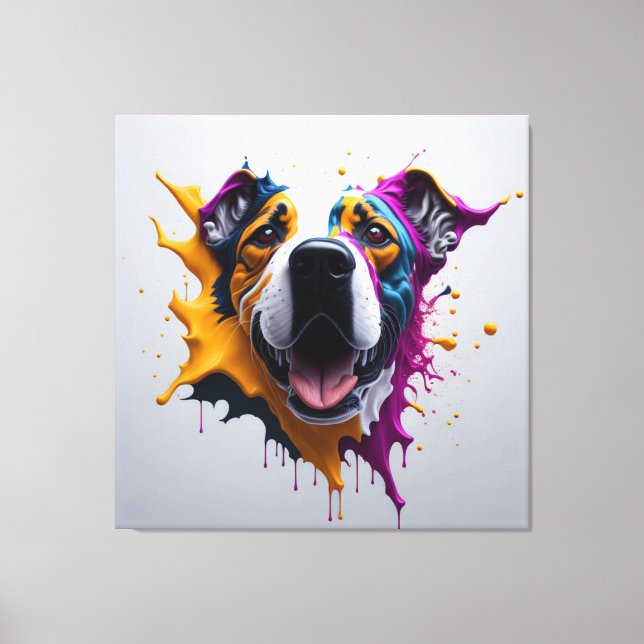 3D Dog incredibly realistic, PREMIUM CANVAS PRINT (Framsida)