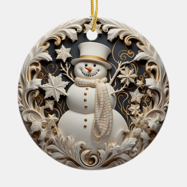 3D Effect Snowman Christmas Ornament | Custom name (Framsidan)