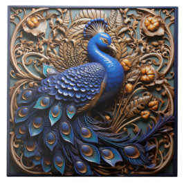 3D-effekt Blue Peacock, Baroque Kakelplatta