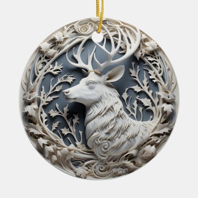 3D Effekt Ren Djur Ornament | Anpassat Namn (Framsidan)