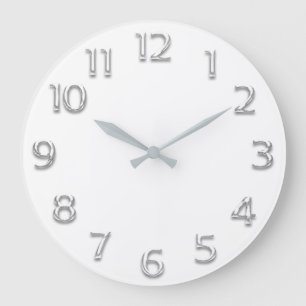 3D-effekt Silver-GRÅTT-minimalism Modern vit Stor Klocka