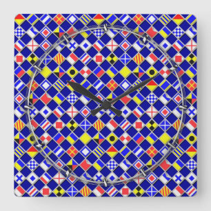 3D-effektkontrollerade Nautiska Flagga Mönster Fyrkantig Klocka