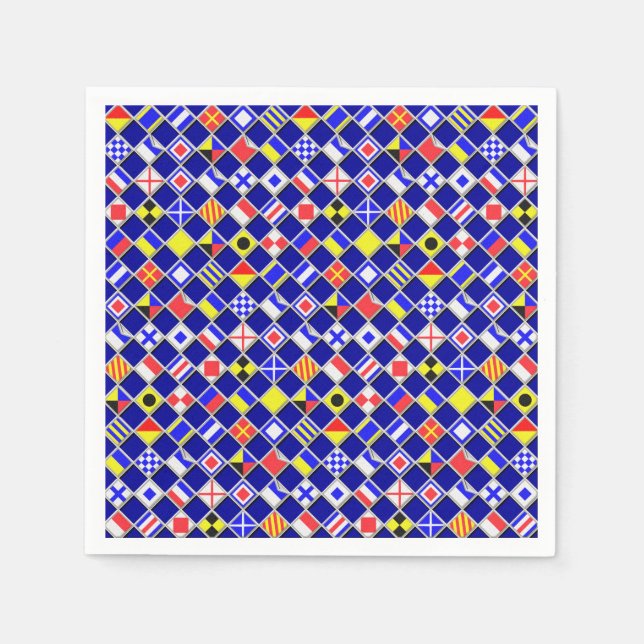 3D-effektkontrollerade Nautiska Flagga Mönster Pappersservett (Framsidan)