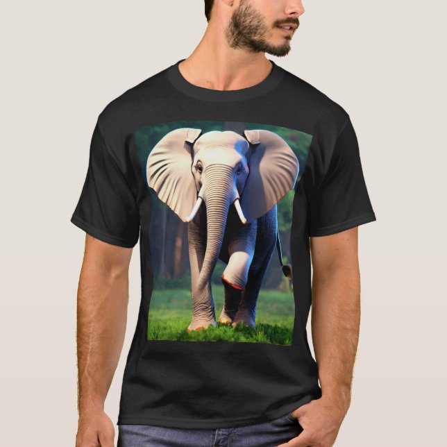 "3D Elephant Vision: Animerad Tee" T Shirt (Framsida)