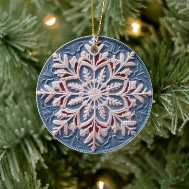 3D Embroized look Winter Snowflake-jul Julgransprydnad Keramik (Träd)