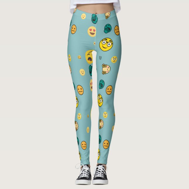 3d Emojis mönster Leggings (Framsida)