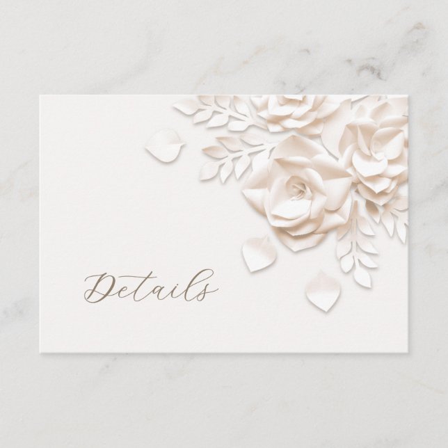 3D Falska Utklippta Rosor Bröllopsdetaljer Tilläggskort (Framsida)