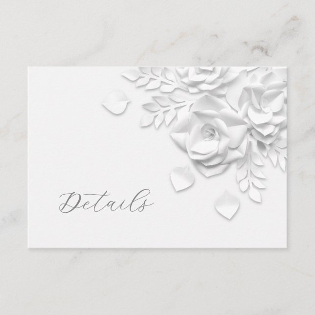 3D Falska utskurna rosor Bröllopsdetaljer Tilläggskort (Framsida)