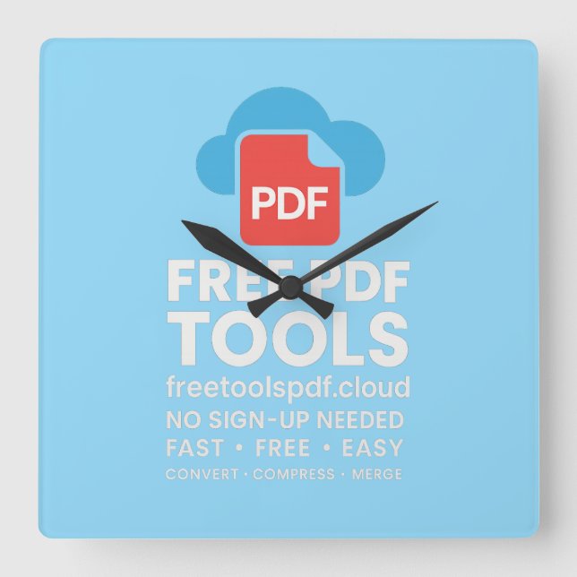 🔥 3D-fantasilogo – FreetoolsPDF.Cloud Fyrkantig Klocka (Framsida)