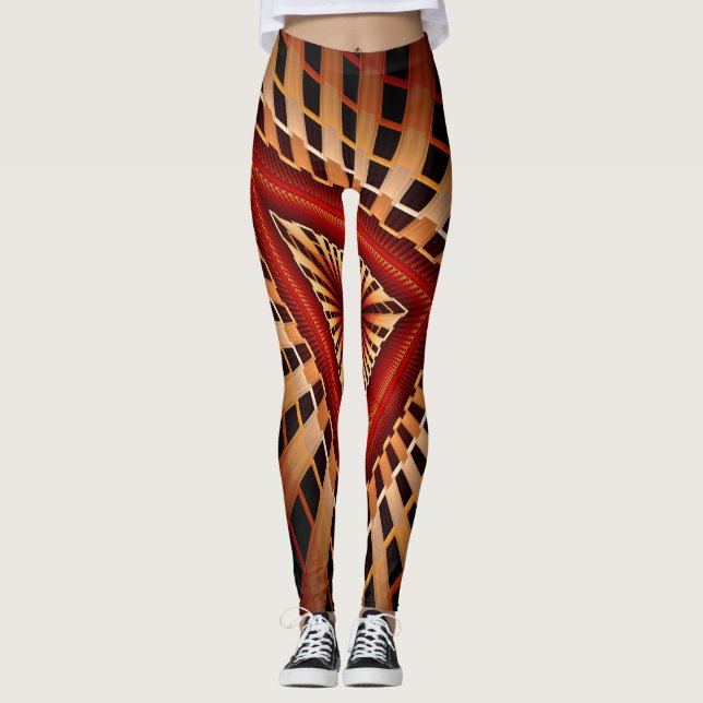 3D-fantasinätverk Modern fraktal grafisk design Leggings (Framsida)