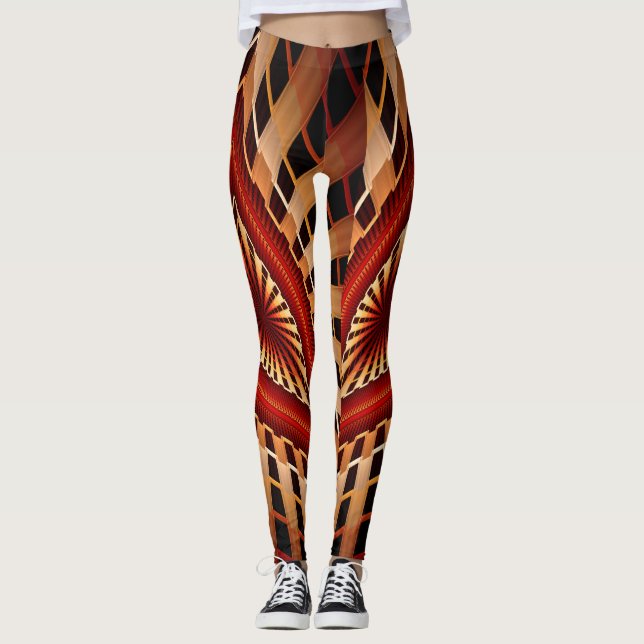 3D-fantasinätverk Modern fraktal grafisk design Leggings (Framsida)