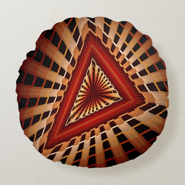 3D-fantasinätverk Modern fraktal grafisk design Rund Kudde (Framsidan)