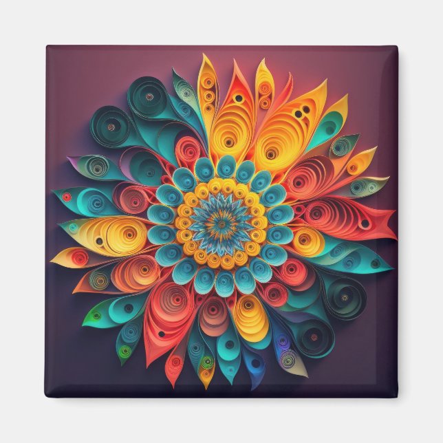 3D-färgad blomma Magnet (Framsidan)
