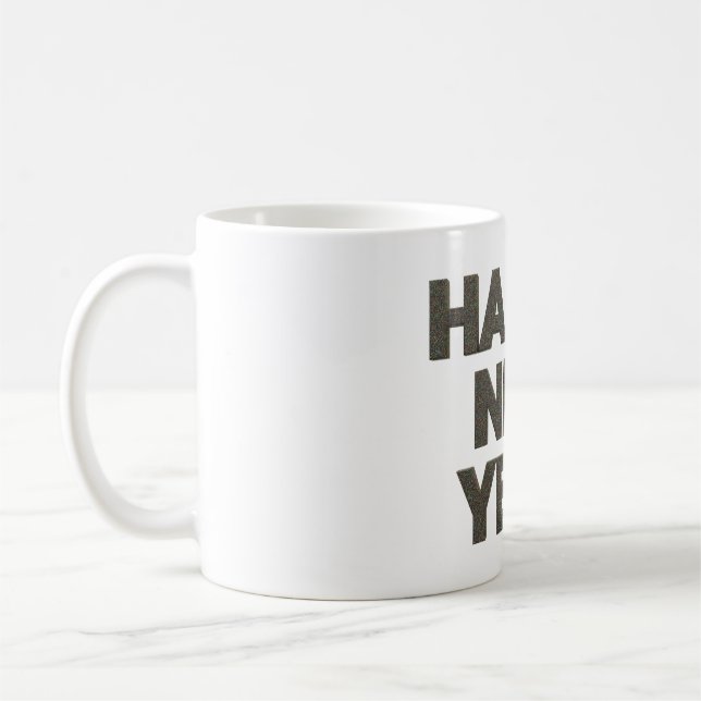 3D-färgfull Gott nytt år-typografi - illustration Kaffemugg (Vänster)