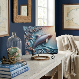 3D Faux Metall Delfin Ocean Korallrev Keramik Kakelplatta