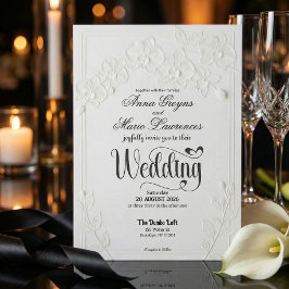 3D Faux Präglad Vit Orchidé Blommig Båge Bröllop Inbjudningar