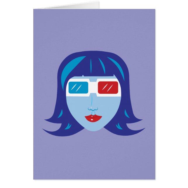 3D-flicka Hälsningskort (Framsidan)