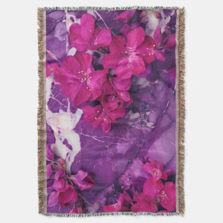 3D Floral Fuchsia & Purple Marble Art Couverture Filt