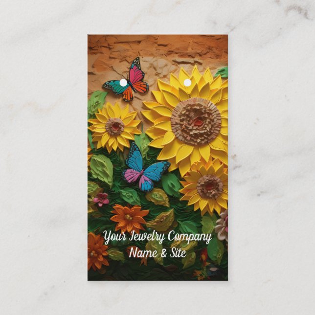3D Flowers & Butterfly Mönster Earring Cards Visitkort (Framsida)
