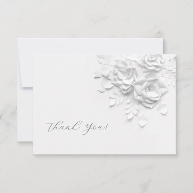 3D Flowers Paper Cut Roses Thank You Card Tack Kort (Framsida)