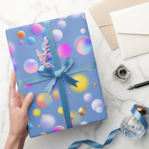 3D Flytande Bollar Mönster. LBlue BG Presentpapper