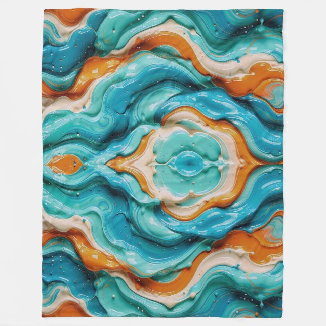 3D Flytande Virvel Abstrakt Glas - Modern Psykedel Fleecefilt (Framsidan)