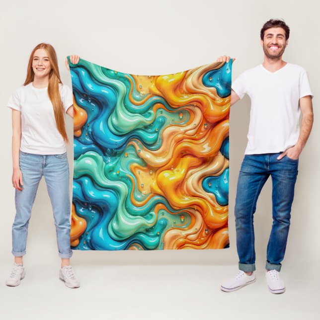 3D Flytande Virvel Abstrakt Glas - Modern Psykedel Fleecefilt (På plats)