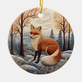 3D Fox Chirstmas Animal Julgransprydnad Keramik