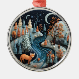 3D Fox Woodland Animal Chirstmas Julgransprydnad Metall