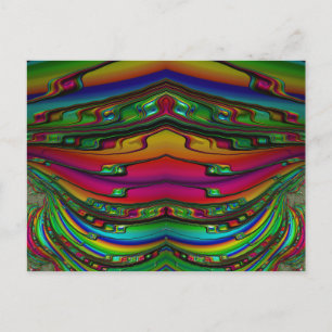 ~ 3D Fraktal designmönster ~ Flerfärgad Vykort
