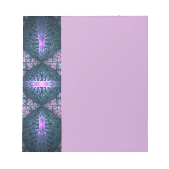 3D fraktal konst abstrakt mönster blå lila rosa Anteckningsblock (Framsida)