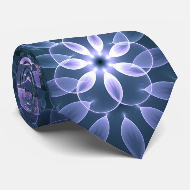 3D fraktal konst abstrakt mönster blå lila rosa Slips (Rullad)